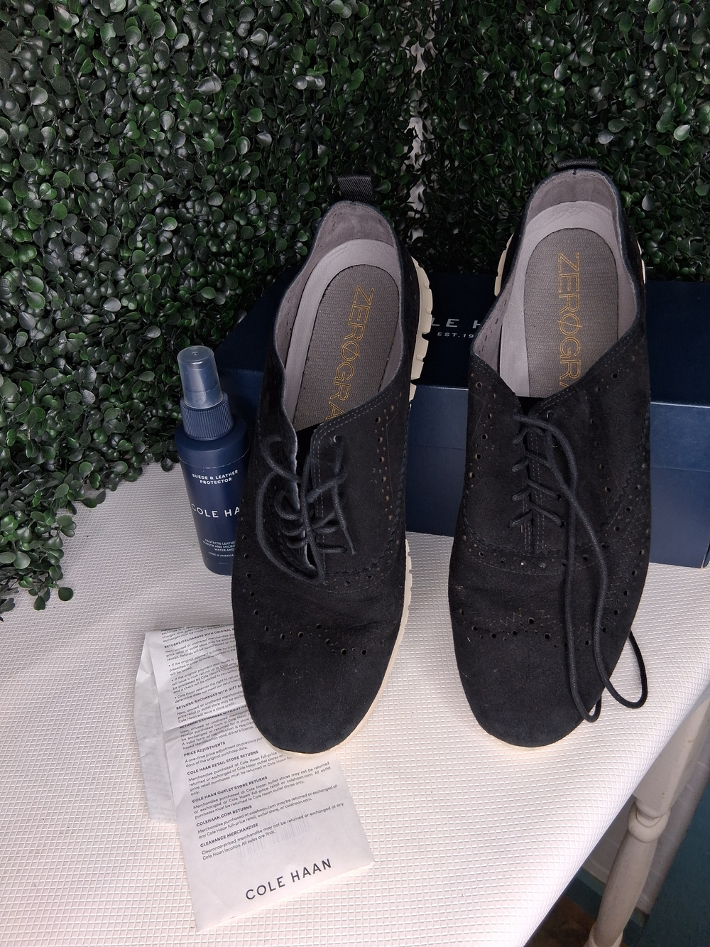 Cole Haan Black Suede Wingtip Lace-Up Oxfords